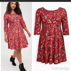 NWT: Super soft red tattoo print dress.